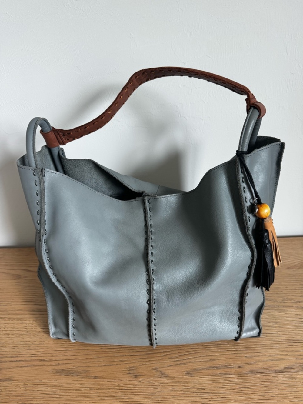 The Sak Los Feliz Large Tote in Dusty Blue Grey Leather